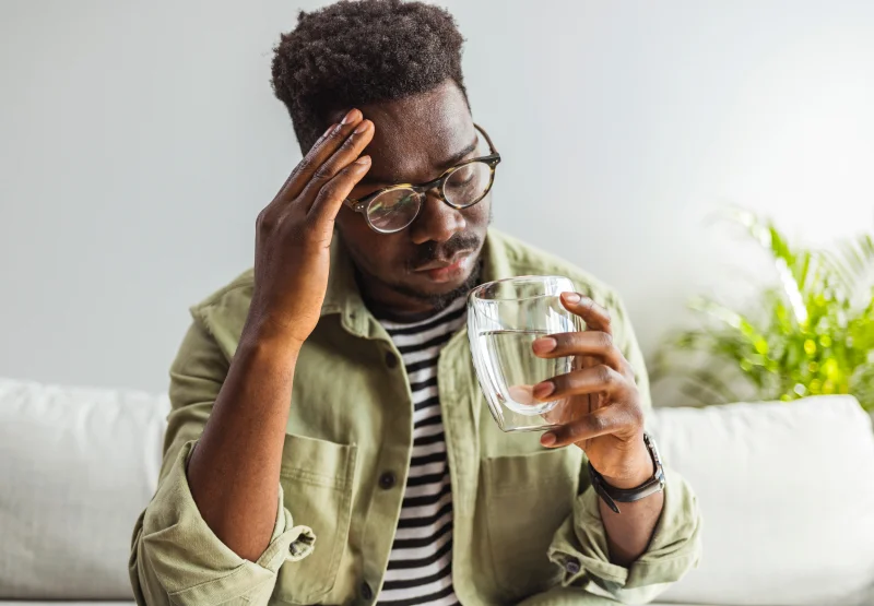 a man with a headache