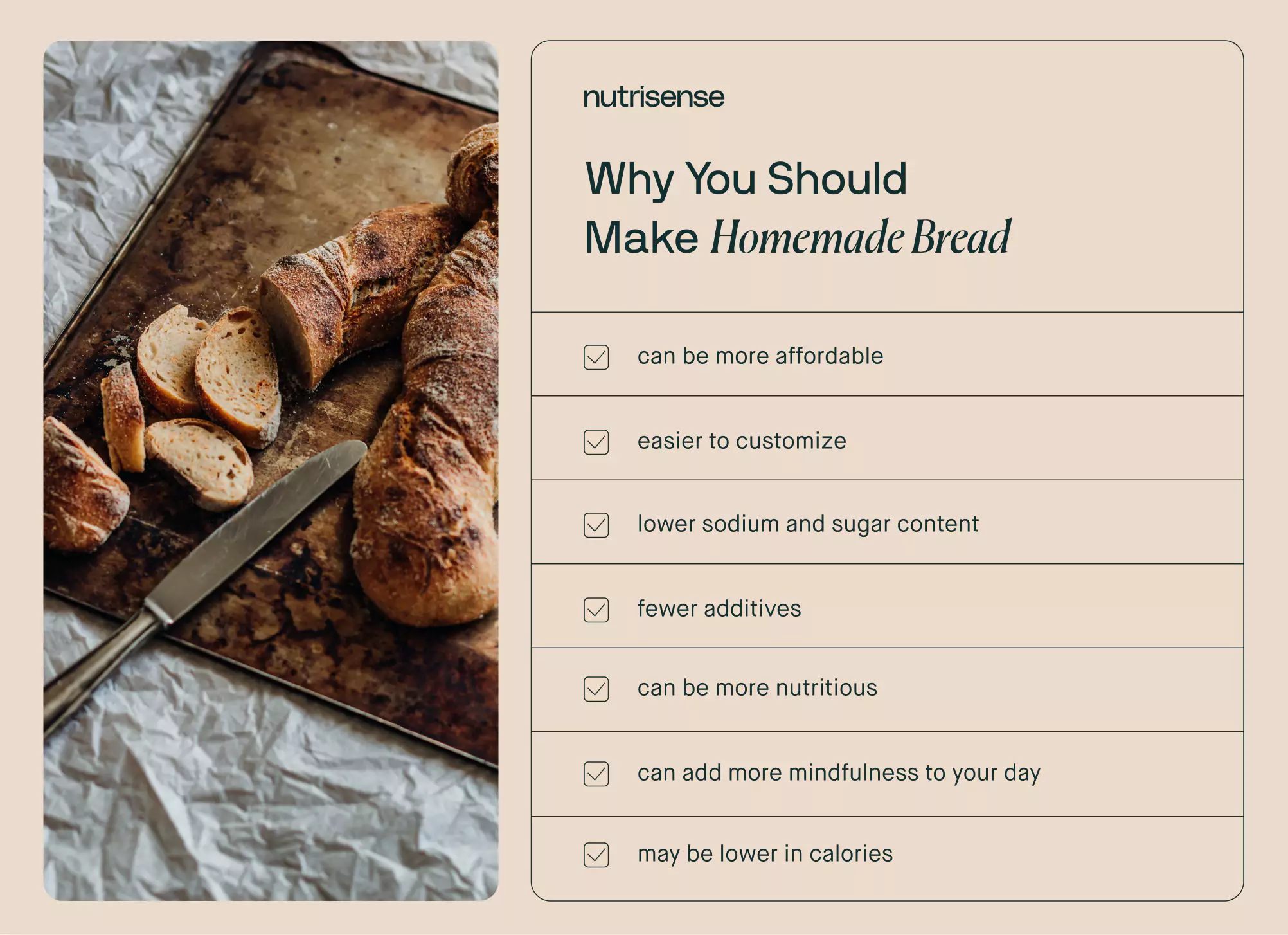 reasons to make homemade bread listed