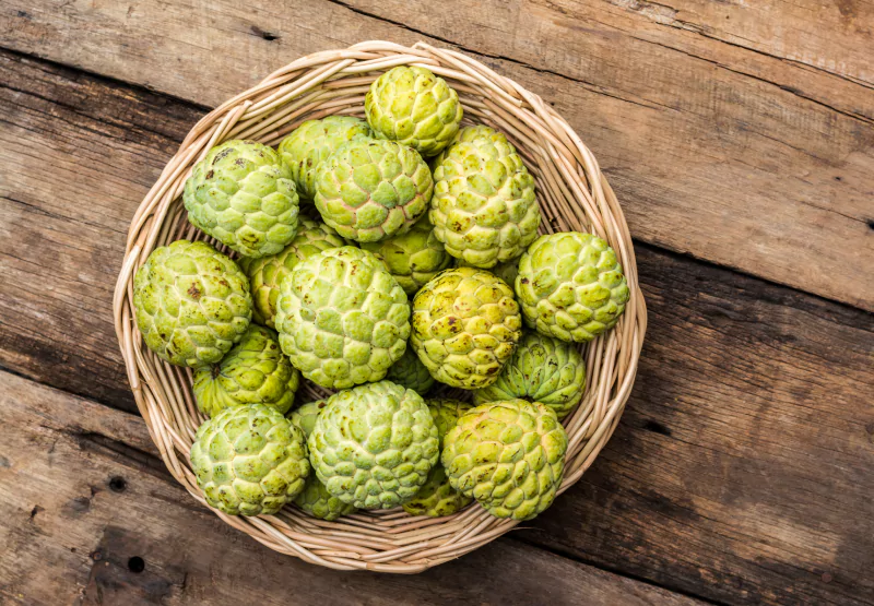a basket of custard apples