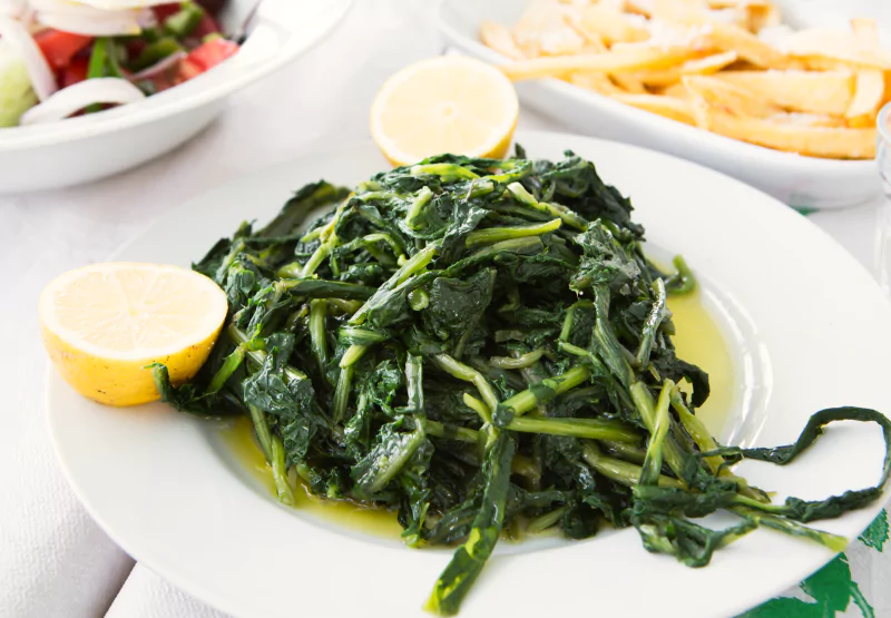 a plate of boiled greens