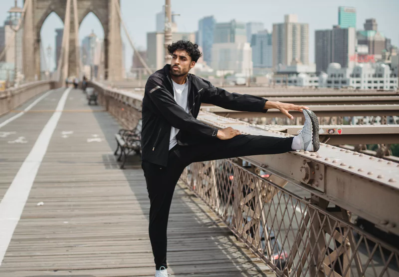 a man stretching before a run