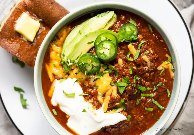 a bowl of keto chili