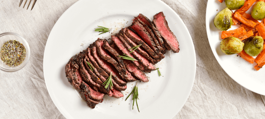 a plate of steak