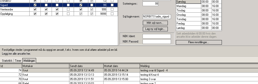 Oversikt over mottatte meldinger