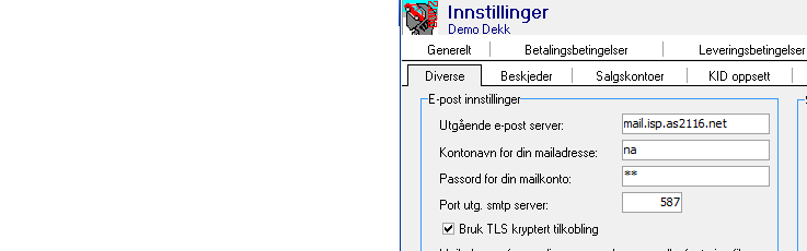 Ikke anbefalt oppsett for sending av epost fra Future