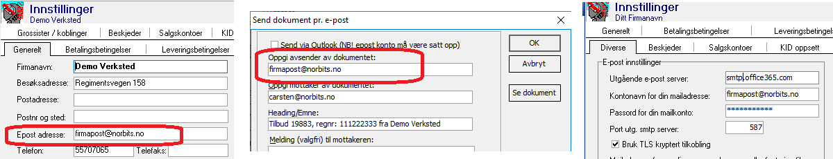 Bruk av riktig epostadresse