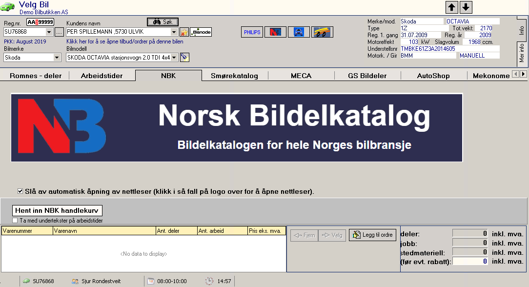 Skjermbilde Velg bil