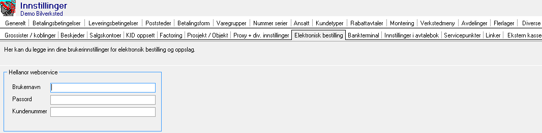 Fane Elektronisk bestilling