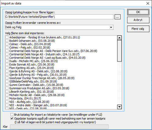 Skjermbilde for dekk og felg i Future Verksted