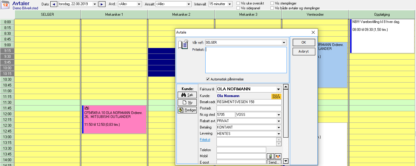 Opprette avtale i Avtaleboka