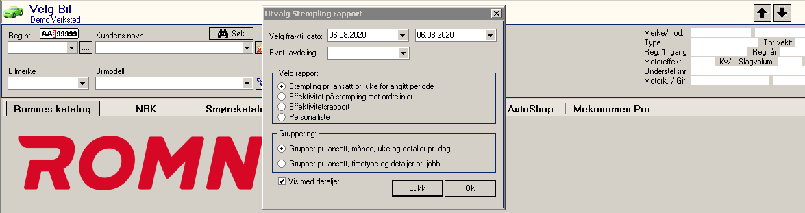Rapporter for stempling