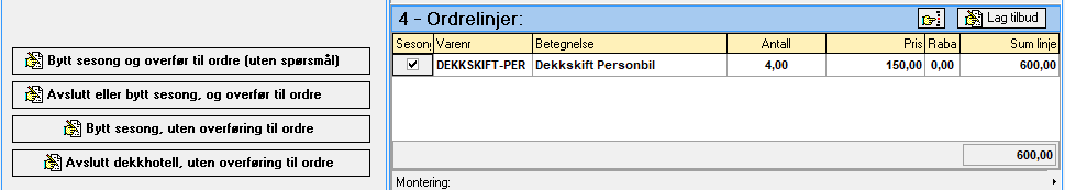 Skifte av sesong eller avslutte avtale