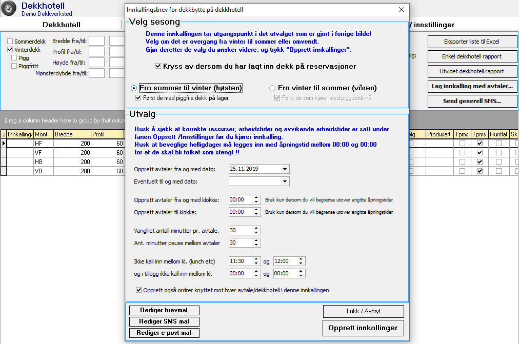 Innkalling til dekkskift