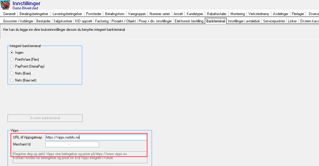 Vipps i Innstillinger i Future