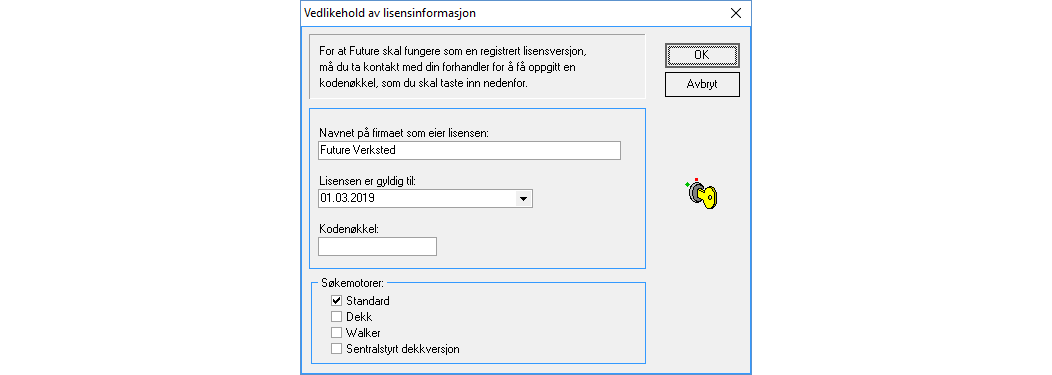 Skjermbilder for lisenskode