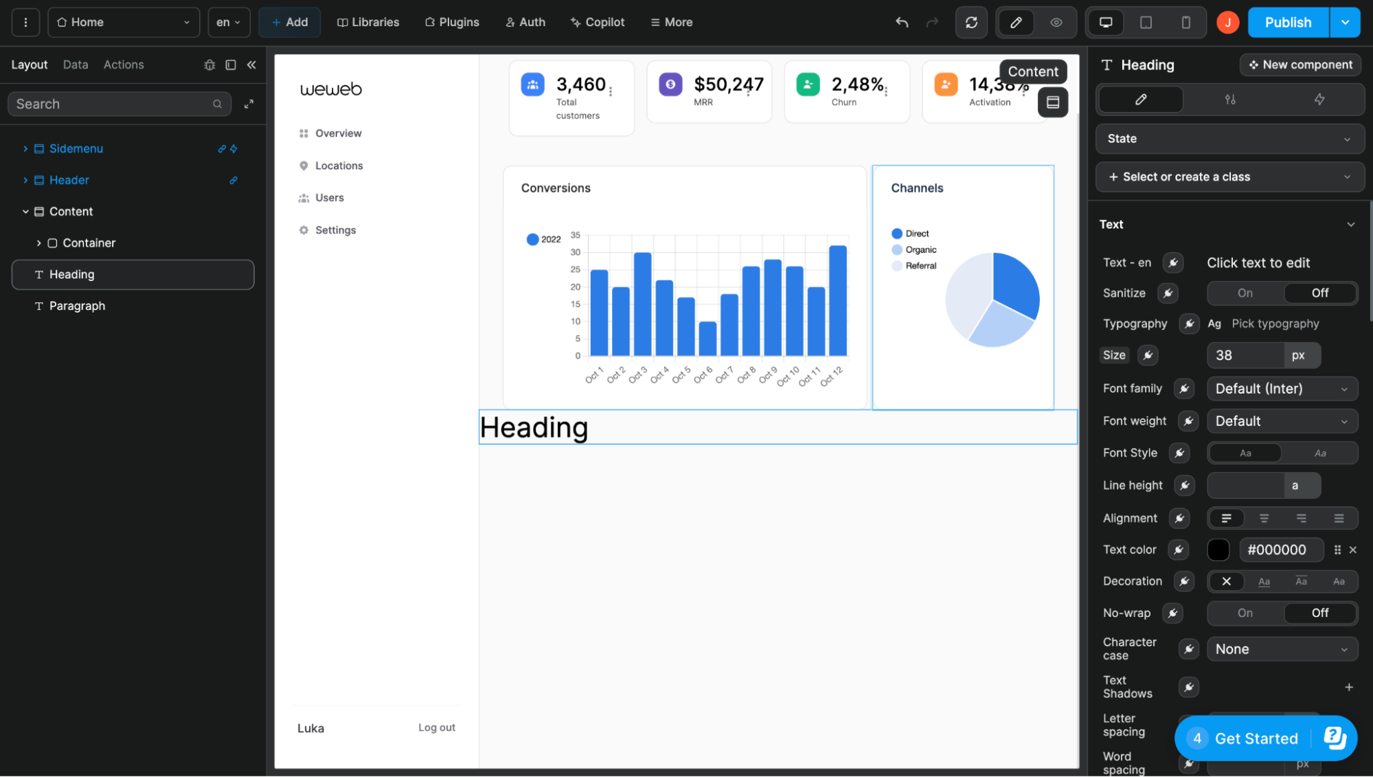 Customize CSS style of element in WeWeb