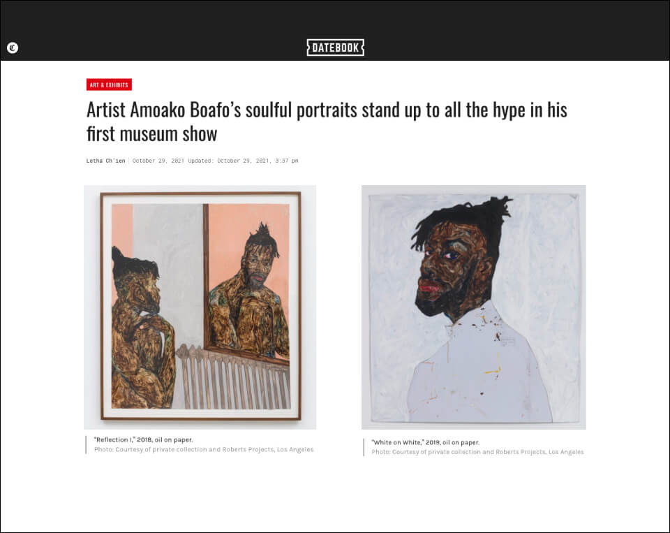 San Francisco Chronicle - Amoako Boafo, MoAD Fall 2021 Exhibition