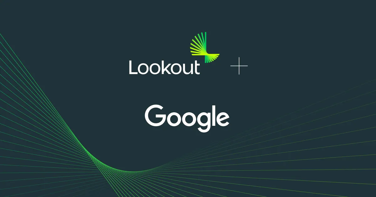 Lookout and Google logo centered over geometric logo.