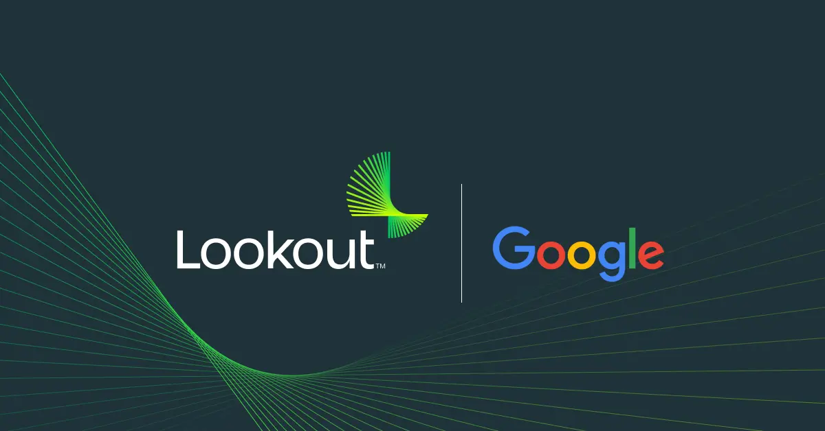 Lookout and Google logos on a dark background.