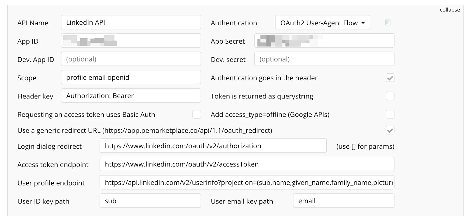 How to create API connector endpoint to implement ‘Sign In with LinkedIn’ in Bubble app
