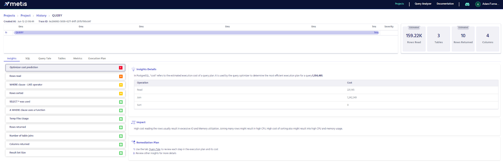 Metis Database Query Select Analysis 2