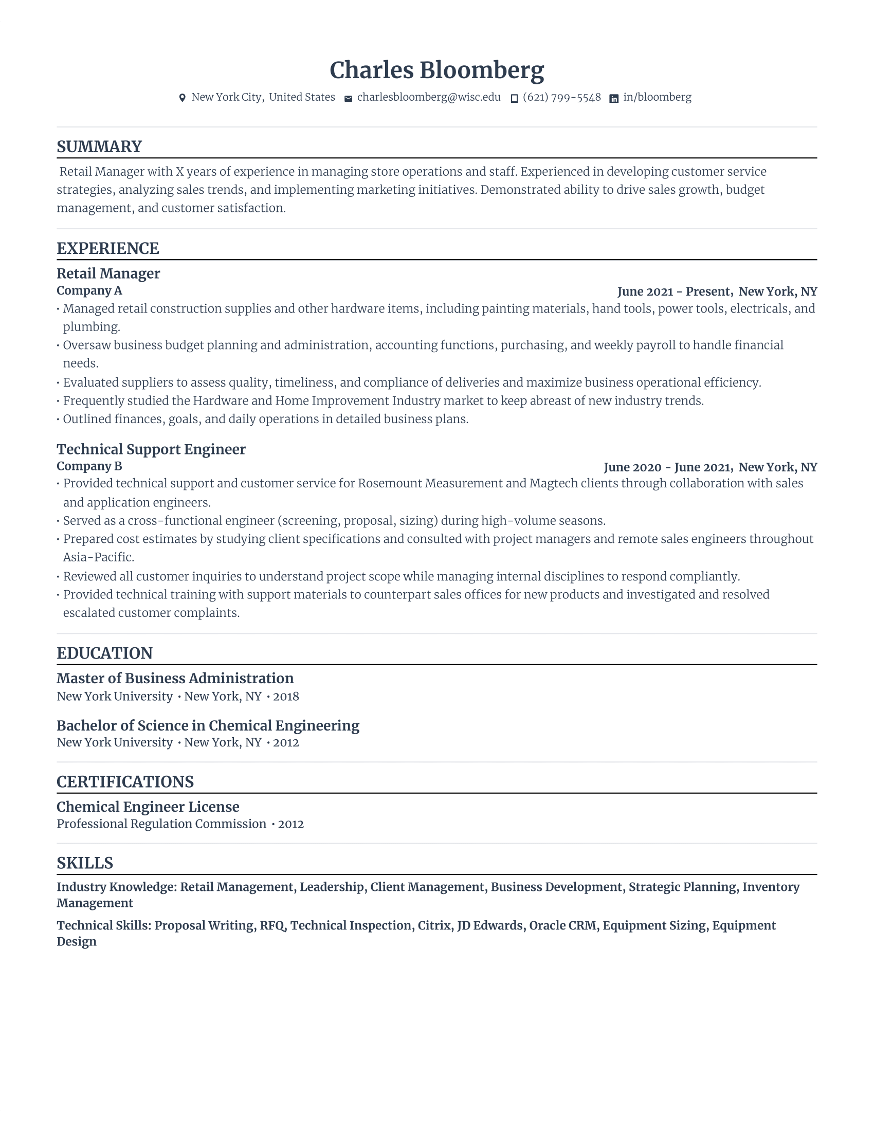 The Best Resume Format 20 Examples - 660f5ce1ba3b3942235a67c2 Retail%20Manager 1 