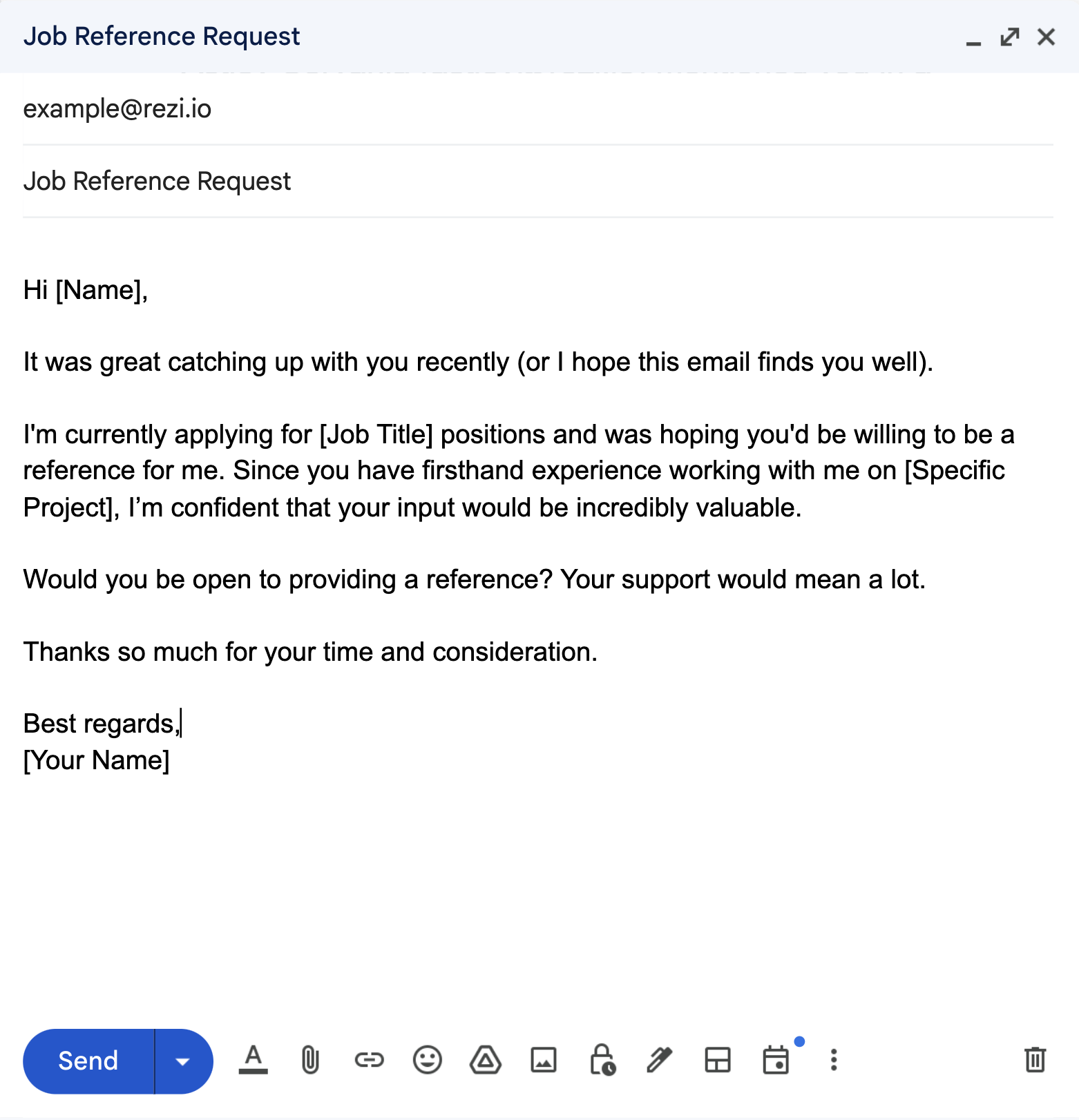 Example email asking for a reference