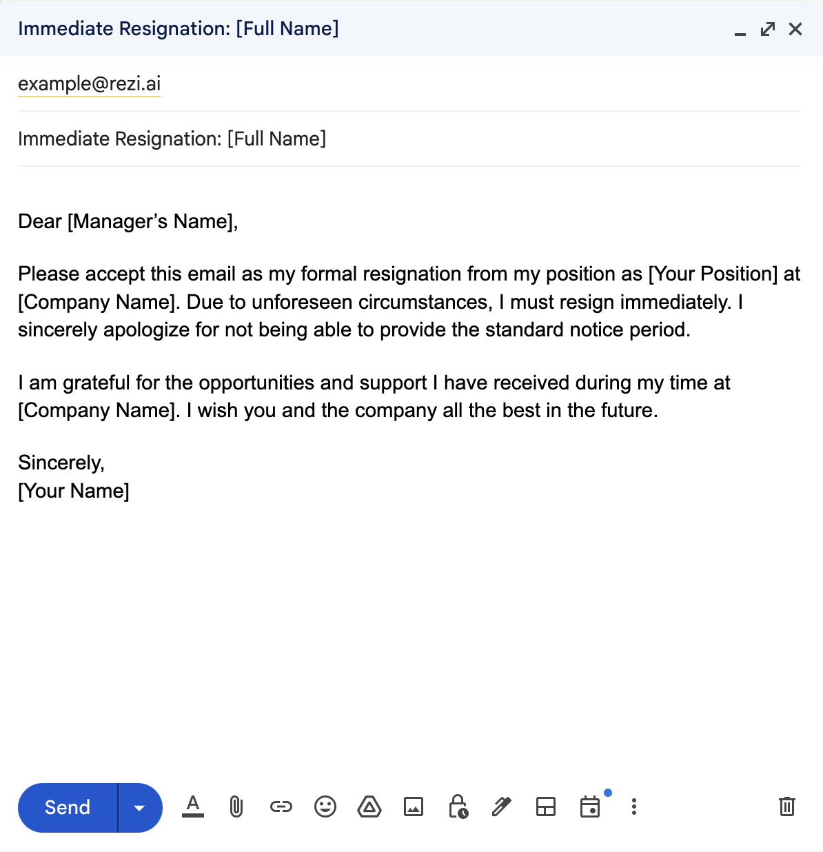 Immediate resignation email