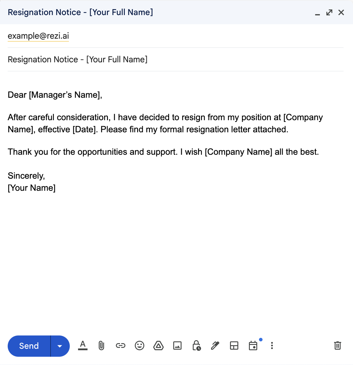 Resignation Email Notice With Letter Attached