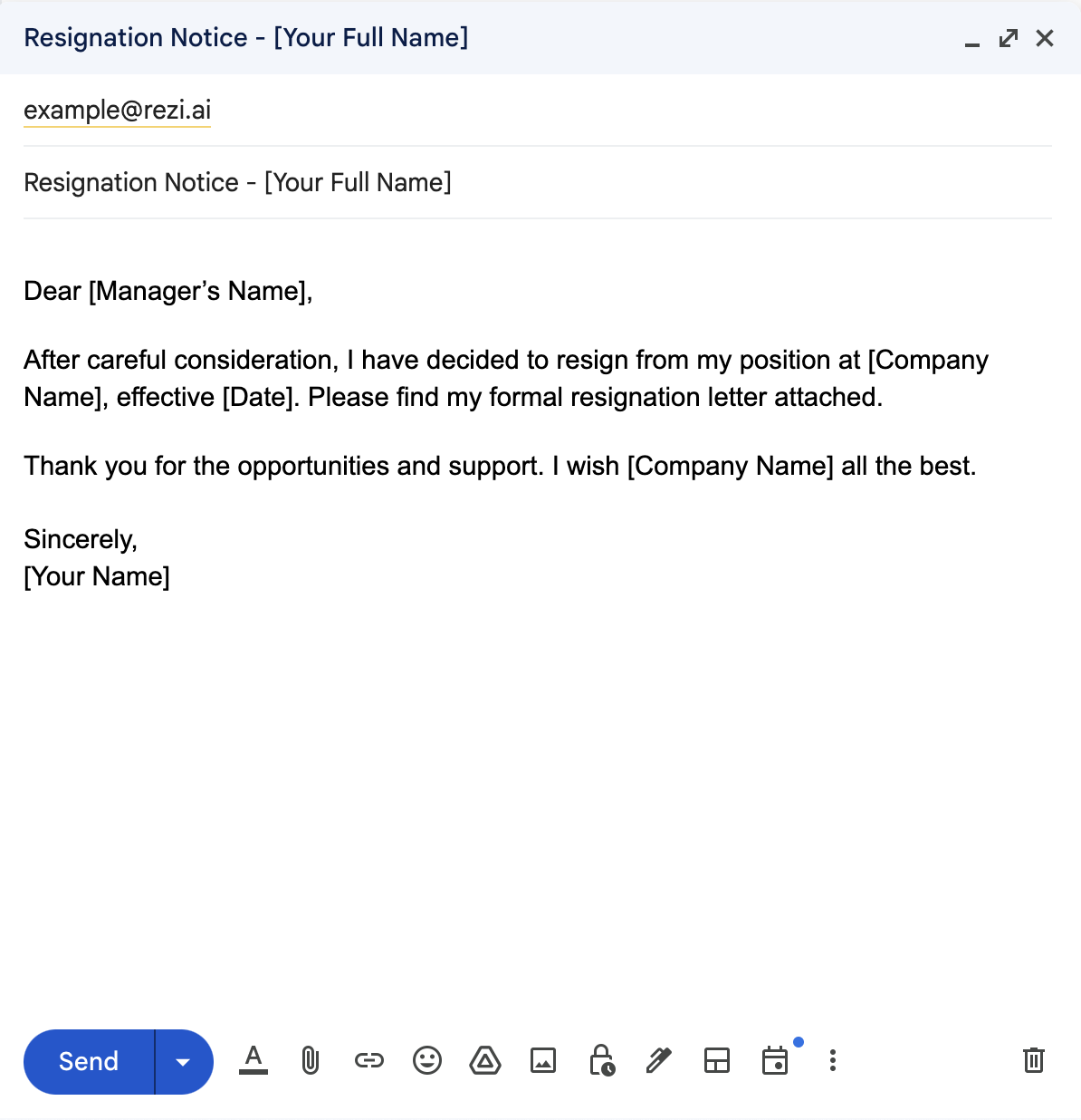 Resignation Email Notice With Letter Attached 