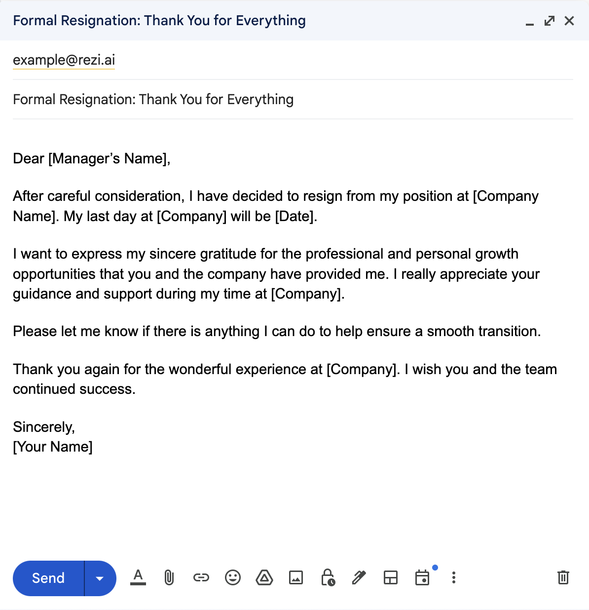 Polite Resignation Email 