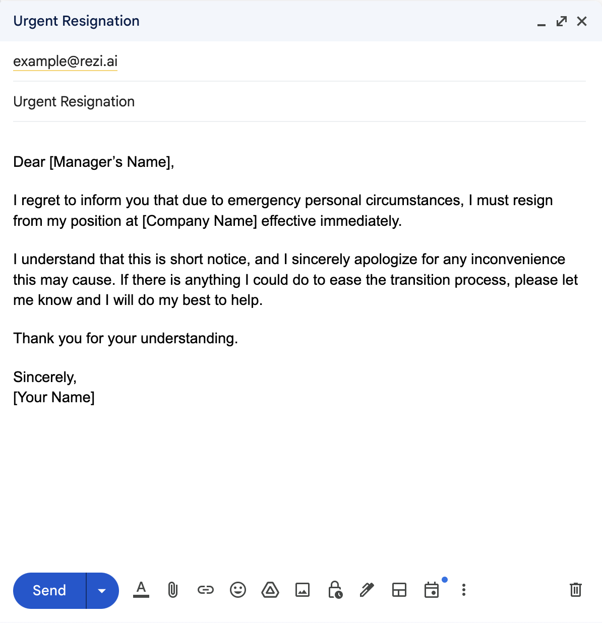 Emergency Resignation Email