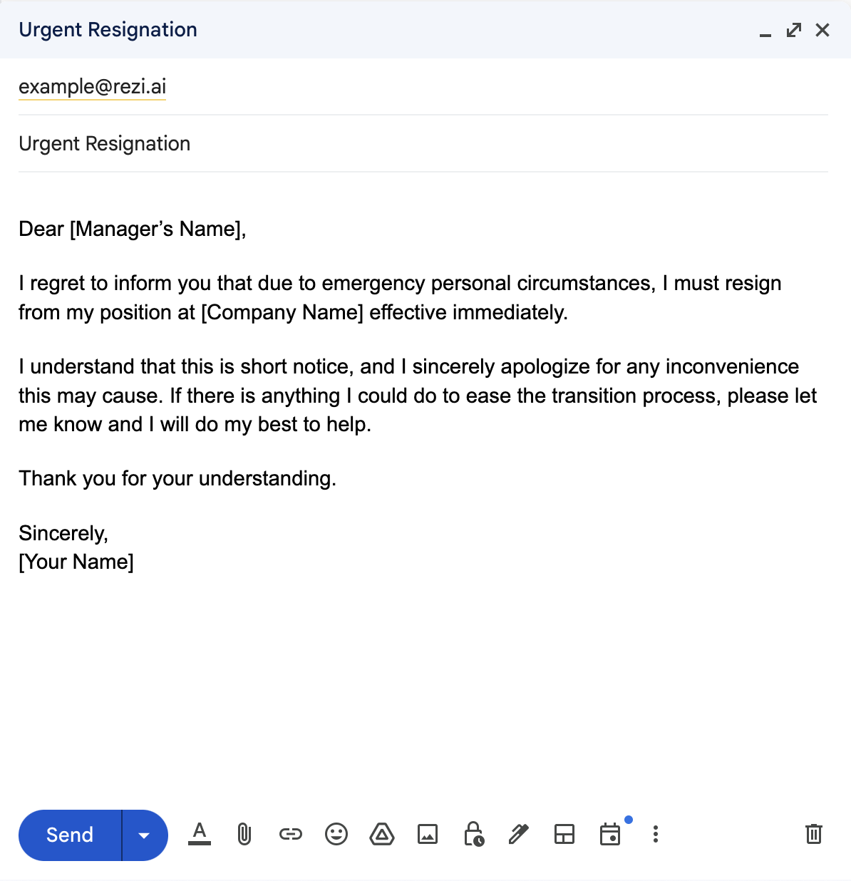 Emergency Resignation Email 