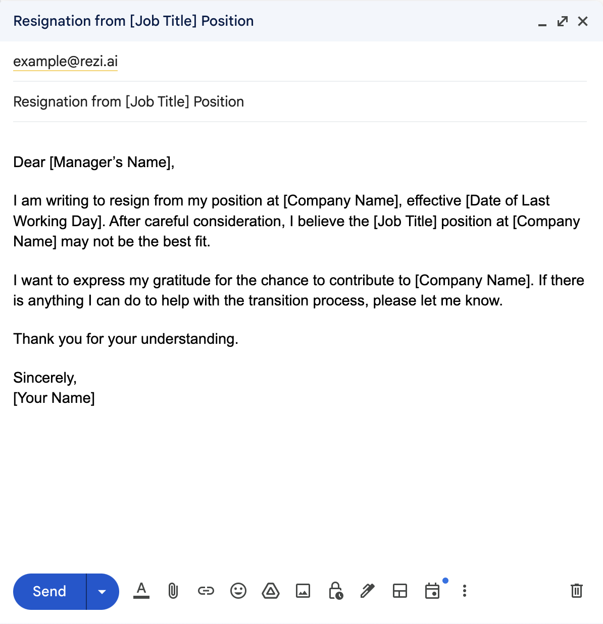 Resignation Email for New Employees