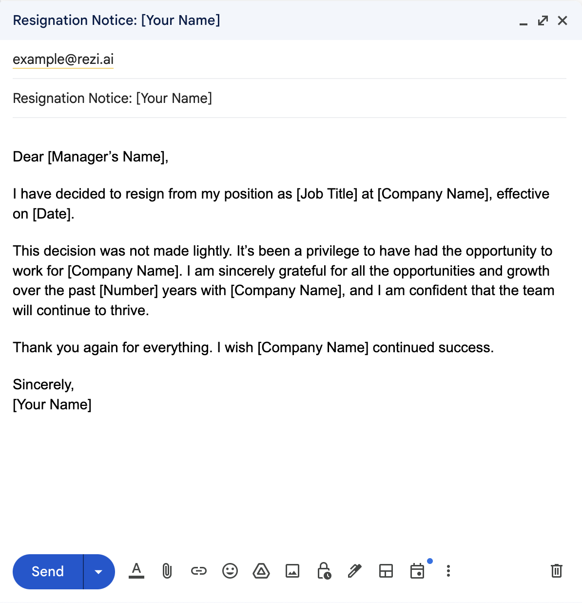 Resignation Email for Executives 