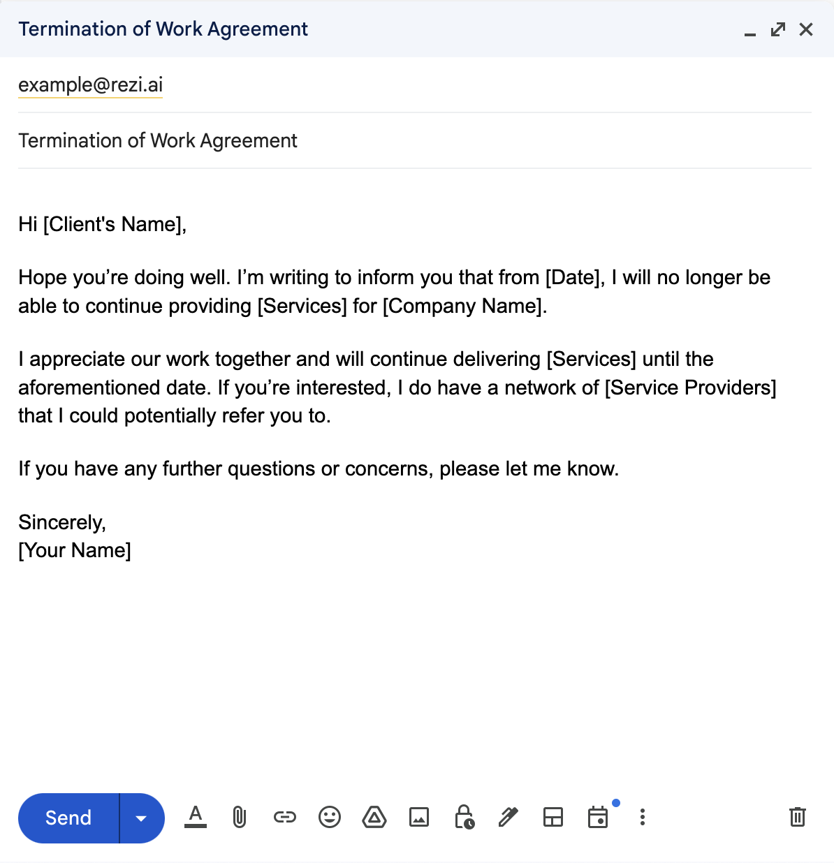 Resignation Email for Freelancers