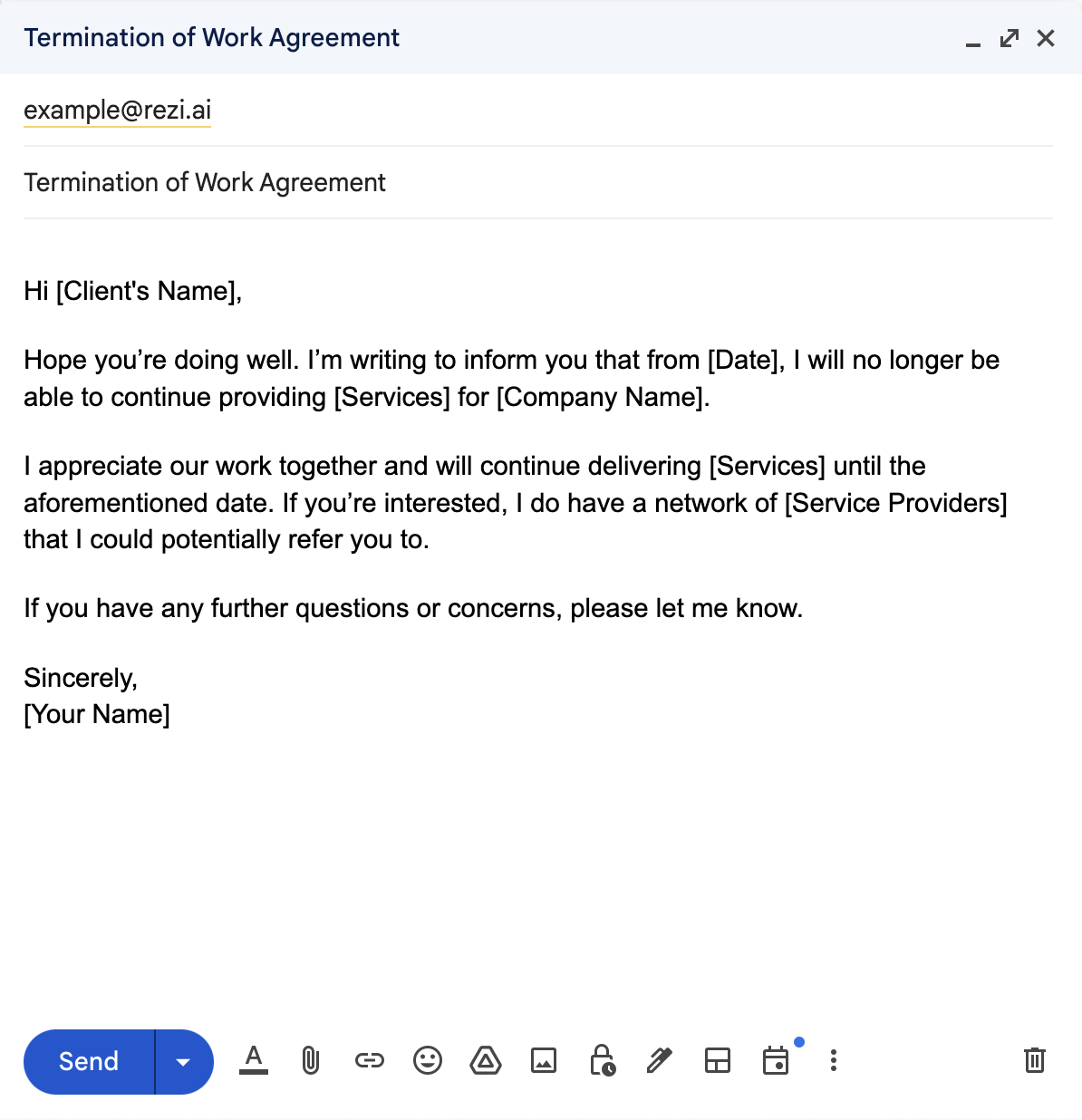 Resignation Email for Freelancers 