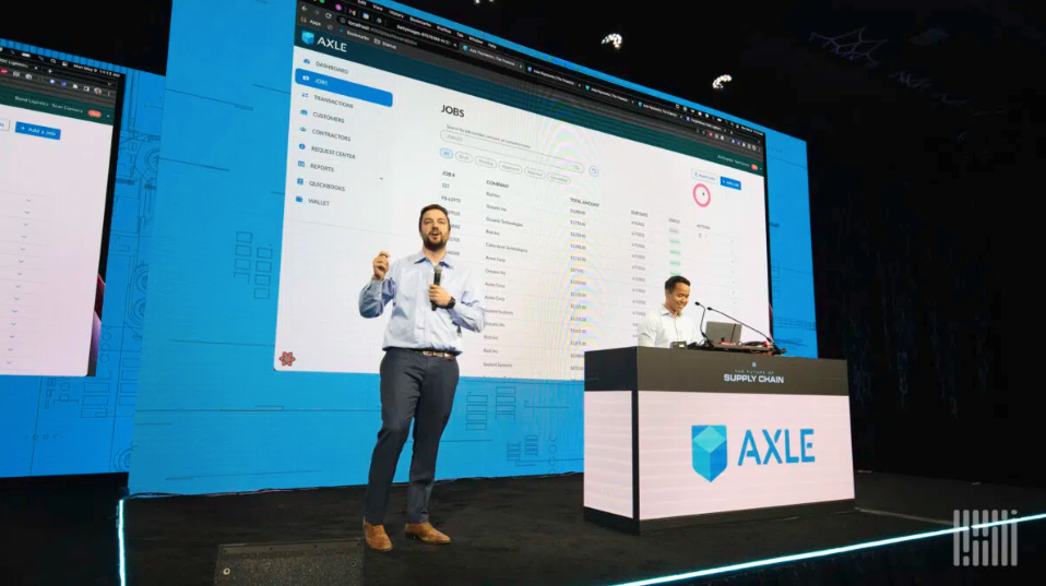 Sean Smith and Shawn Vo presenting Axle at FreightWaves conference