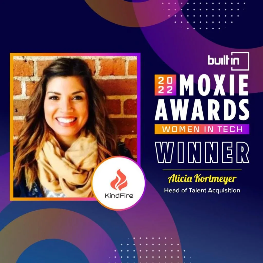 A 2022 Moxie award for Women in Tech for Alicia Kortmeyer, head of talent acquisition at Denim.