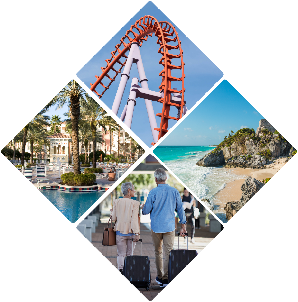 diamond shaped images a various luxurious locations