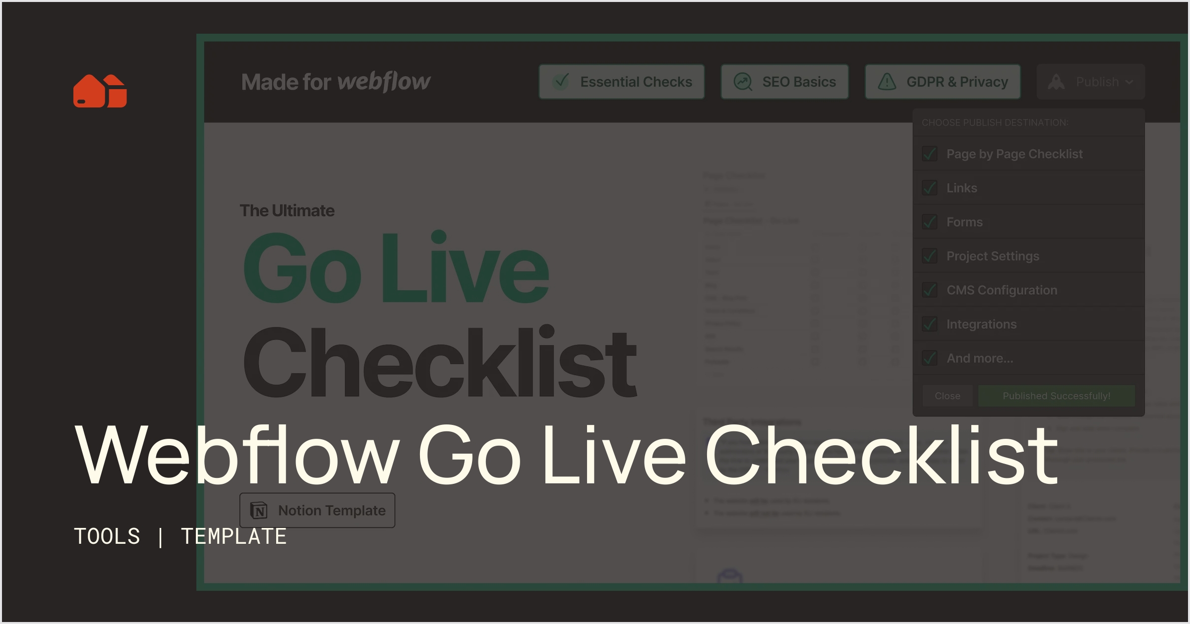 Webflow Go Live Checklist Template No Code Supply Co