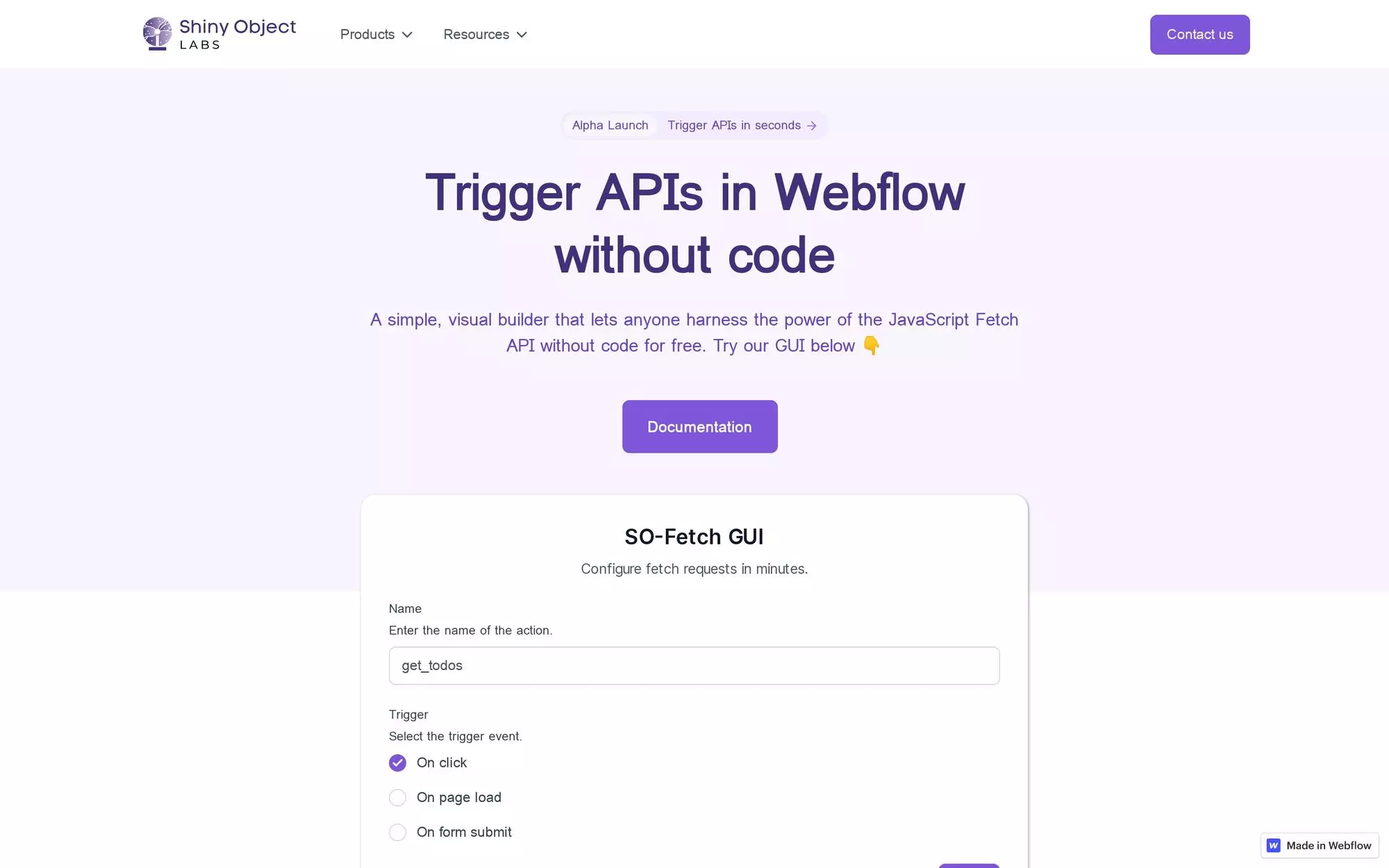 Fetch GUI for Webflow