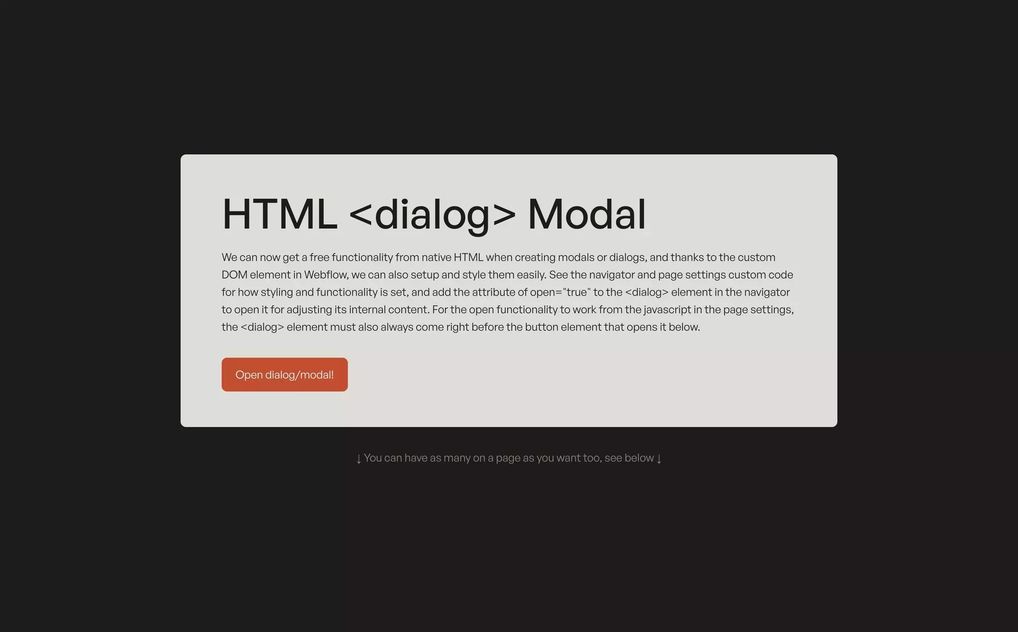 HTML <dialog> Modal