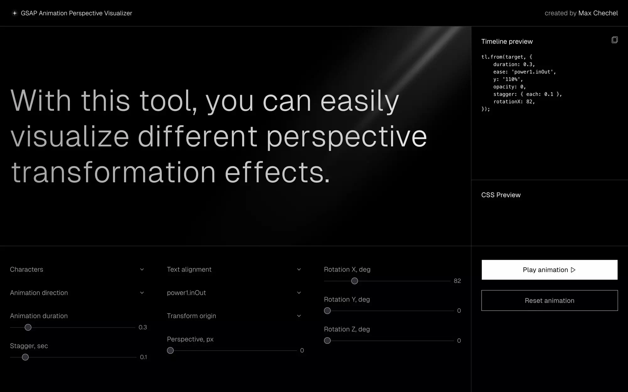 GSAP Animation Perspective Visualizer