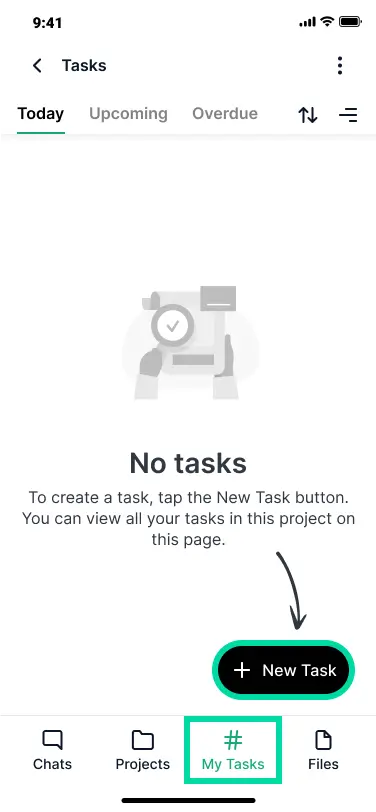 task creating from My tasks screen