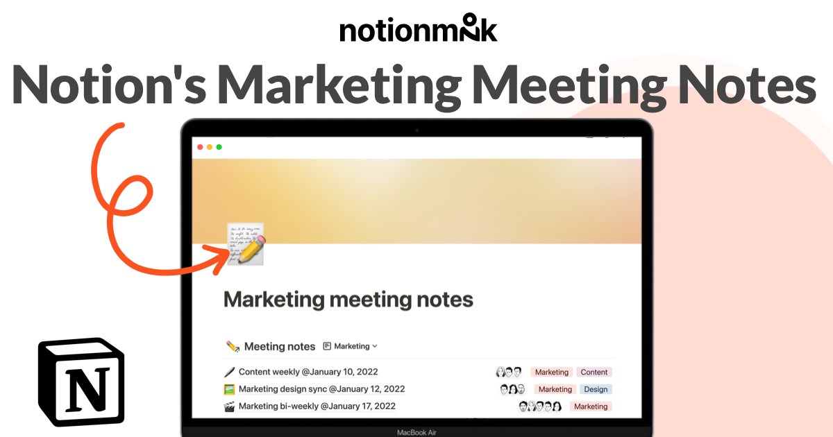 Notioncreated Marketing Meeting Notes template for organizing ideas