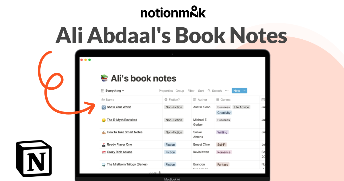 Ali Abdaal's Book Notes: A Notion Template for Organized Learning