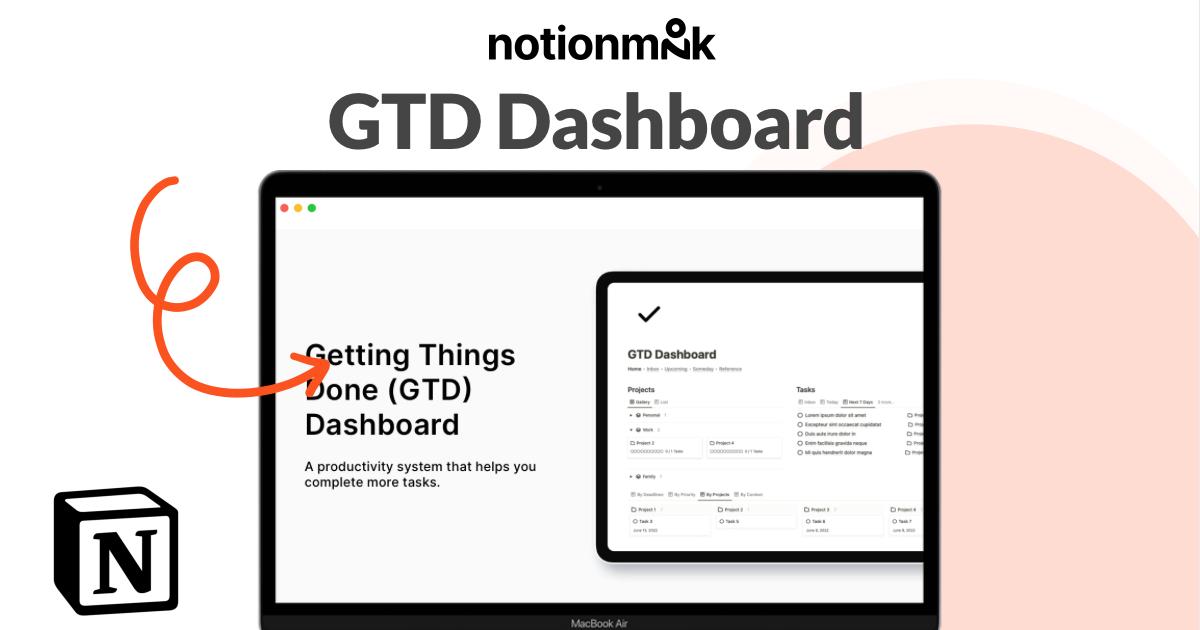 GTD Dashboard Notion Template Stay on Top of Your Tasks with Easlo