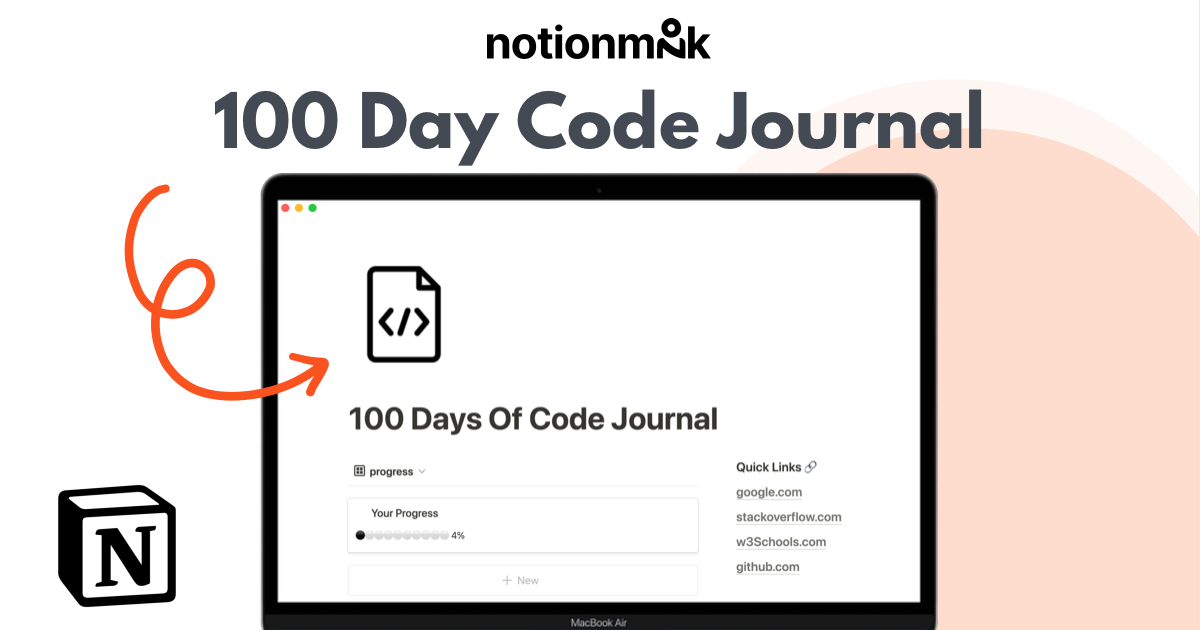 100 Day Code Journal: Free Notion Template for Tracking Progress