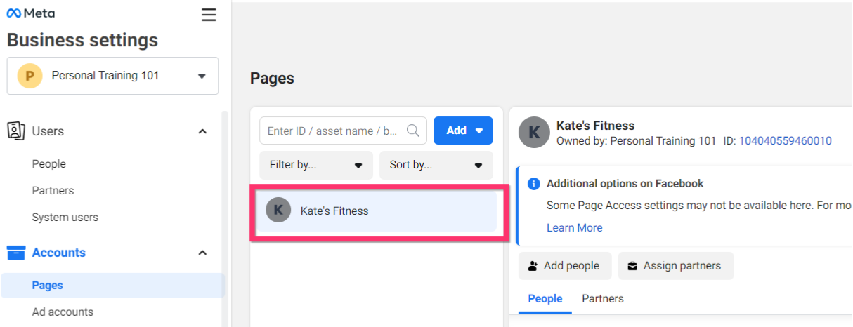 Create a new Page and filling your business’ details